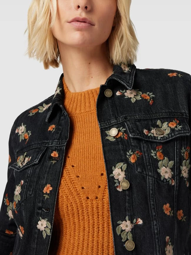 Guess Jeansjacke Mit Floralen Stickereien Modell 'DORIA' - Dunkelgrau 3 Guess Jeansjacke Mit Floralen Stickereien Modell 'DORIA' - Dunkelgrau – Bild 3