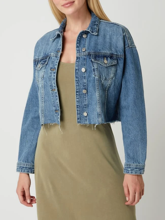 REVIEW Cropped Jeansjacke Aus Baumwolle - Blau 4 REVIEW Cropped Jeansjacke Aus Baumwolle - Blau – Bild 4