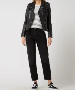 Jilani Lederjacke Im Biker-Look - Schwarz