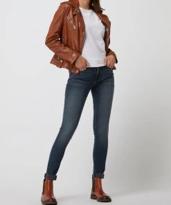 Gipsy Lederjacke Im Biker-Look Modell 'Famos' - Cognac