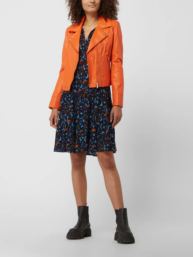 Studio AR Lederjacke Im Biker-Look Modell 'Lovato' - Orange 1 Studio AR Lederjacke Im Biker-Look Modell 'Lovato' - Orange