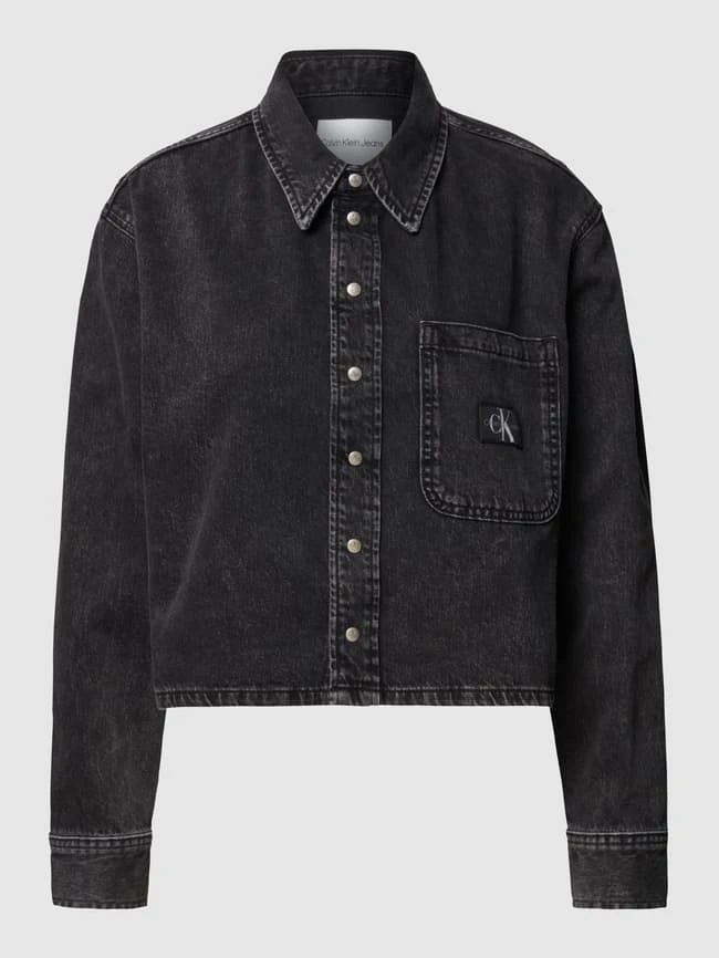 Calvin Klein Jeans Cropped Jeansjacke Mit Label-Patch - Schwarz 2 Calvin Klein Jeans Cropped Jeansjacke Mit Label-Patch - Schwarz – Bild 2