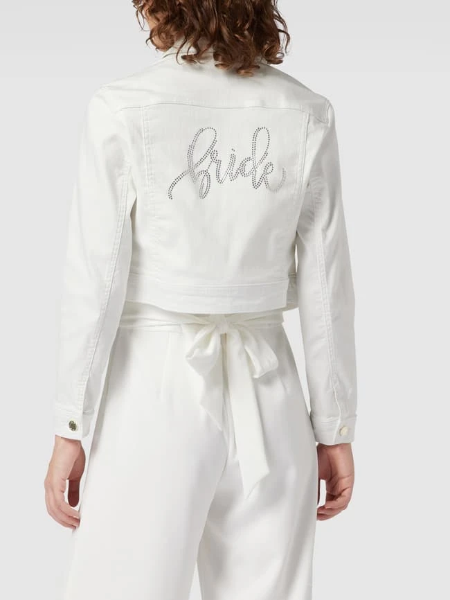 V.M. Cropped Jeansjacke Mit Label-Details - Offwhite 5 V.M. Cropped Jeansjacke Mit Label-Details - Offwhite – Bild 5