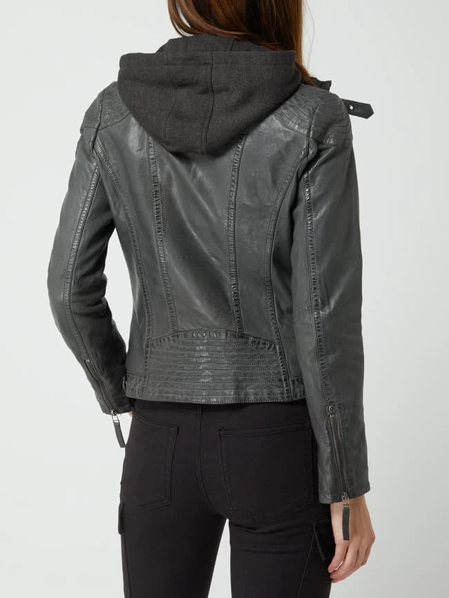 Gipsy Lederjacke Mit Reißverschlussblende - Anthrazit 5 Gipsy Lederjacke Mit Reißverschlussblende - Anthrazit – Bild 5