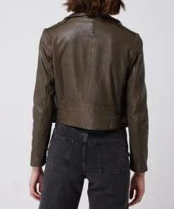 Gipsy Slim Fit Lederjacke Im Biker-Look Modell 'Adine' - Olivgrün -Gipsy Shop 65450jhp8h74ee2a8ksjckie6ha34hqk857k8j278h3j0jqh8tb44kq391756h1o999kqka39h14kgi69so32e9h64p62cb674p64o9k70s3iob2c9i3gc1o6th6cphg6kq38d8
