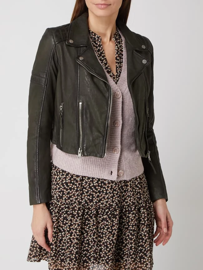 Gipsy Slim Fit Lederjacke Im Biker-Look Modell 'Shalin' - Olivgrün 4 Gipsy Slim Fit Lederjacke Im Biker-Look Modell 'Shalin' - Olivgrün – Bild 4