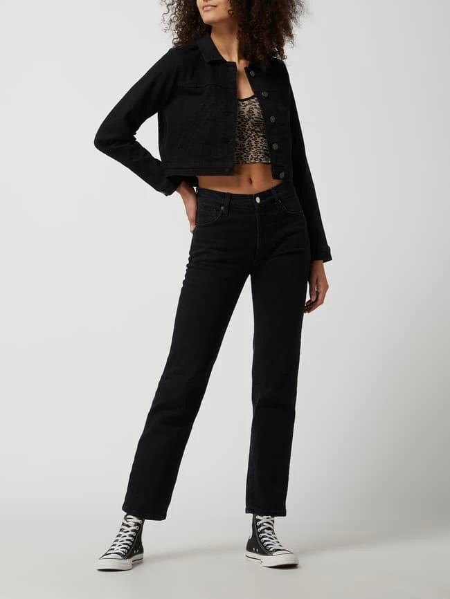 American Eagle Cropped Jeansjacke Mit Viskose-Anteil - Schwarz 1 American Eagle Cropped Jeansjacke Mit Viskose-Anteil - Schwarz