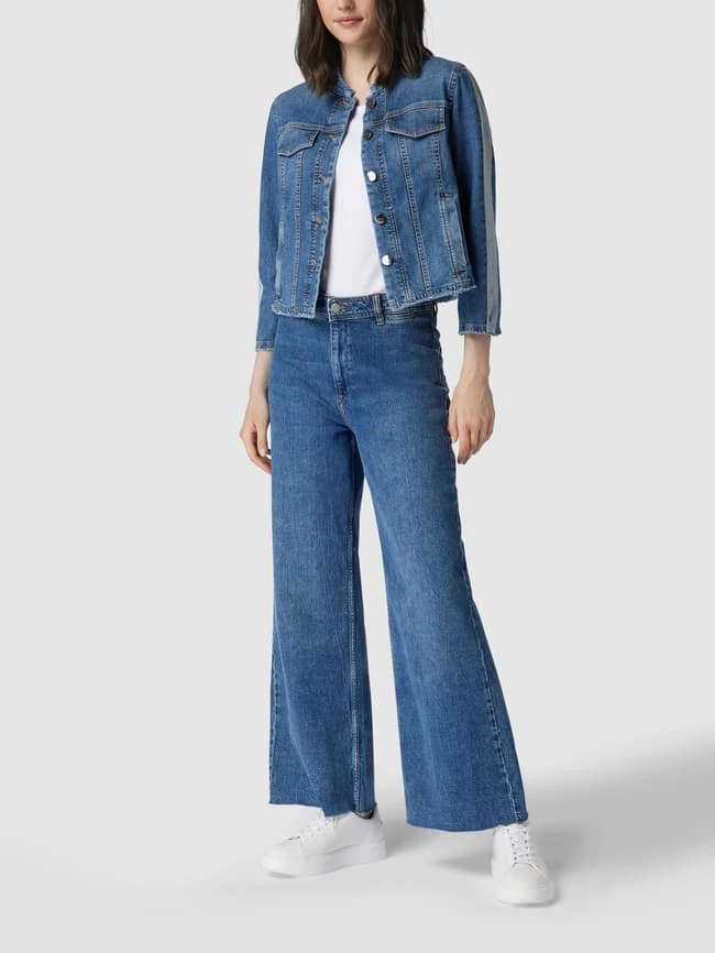 Marc Cain Jeansjacke Mit Galonstreifen - Blau Meliert 1 Marc Cain Jeansjacke Mit Galonstreifen - Blau Meliert