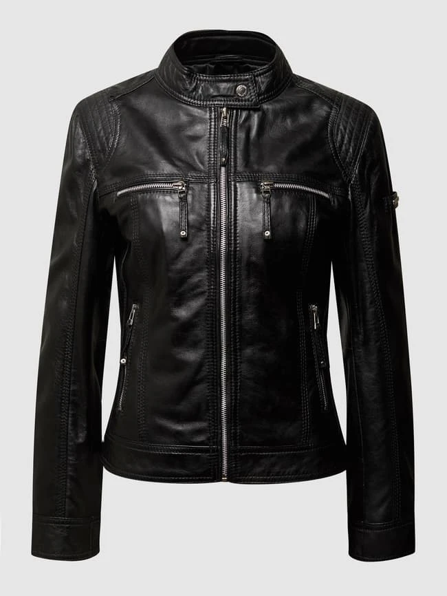 Cabrini Lederjacke Im Biker-Look - Schwarz 2 Cabrini Lederjacke Im Biker-Look - Schwarz – Bild 2