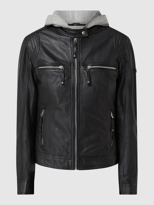 Cabrini Lederjacke Mit Abnehmbarer Kapuze - Schwarz 2 Cabrini Lederjacke Mit Abnehmbarer Kapuze - Schwarz – Bild 2