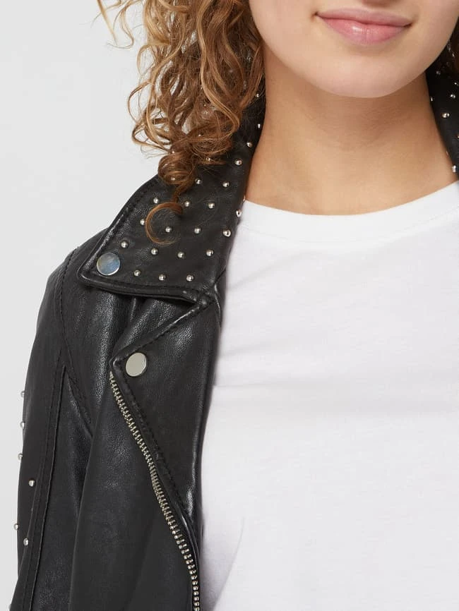 Gipsy Slim Fit Lederjacke Mit Nieten Modell 'Zarlia' - Schwarz 3 Gipsy Slim Fit Lederjacke Mit Nieten Modell 'Zarlia' - Schwarz – Bild 3