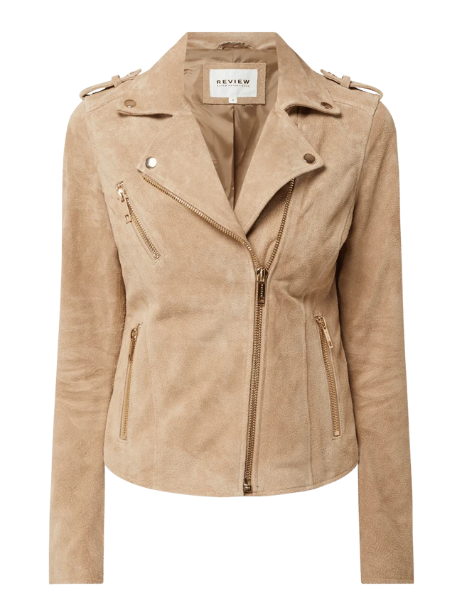 REVIEW Lederjacke Aus Veloursleder - Beige 2 REVIEW Lederjacke Aus Veloursleder - Beige – Bild 2