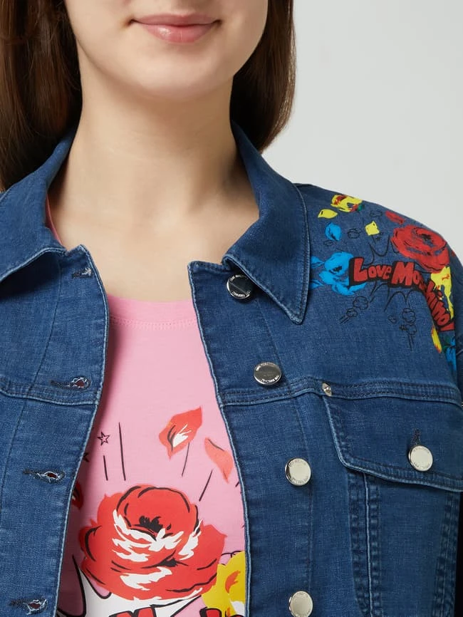 Love Moschino Cropped Jeansjacke Mit Floralem Muster - Jeans 3 Love Moschino Cropped Jeansjacke Mit Floralem Muster - Jeans – Bild 3