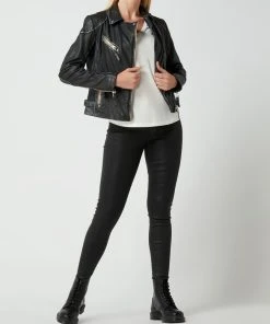 Gipsy Lederjacke Im Biker-Look Modell 'Lulv' - Schwarz