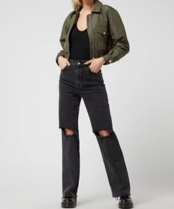 Mango Cropped Bomber Mit Elastischem Saum Modell 'Harbour' - Wattiert - Khaki
