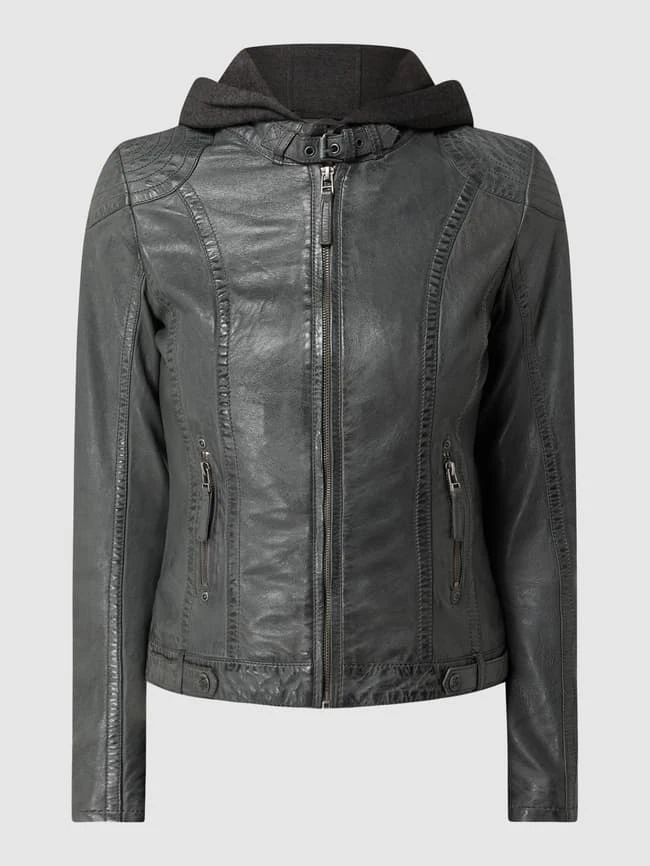 Gipsy Lederjacke Mit Reißverschlussblende - Anthrazit 2 Gipsy Lederjacke Mit Reißverschlussblende - Anthrazit – Bild 2