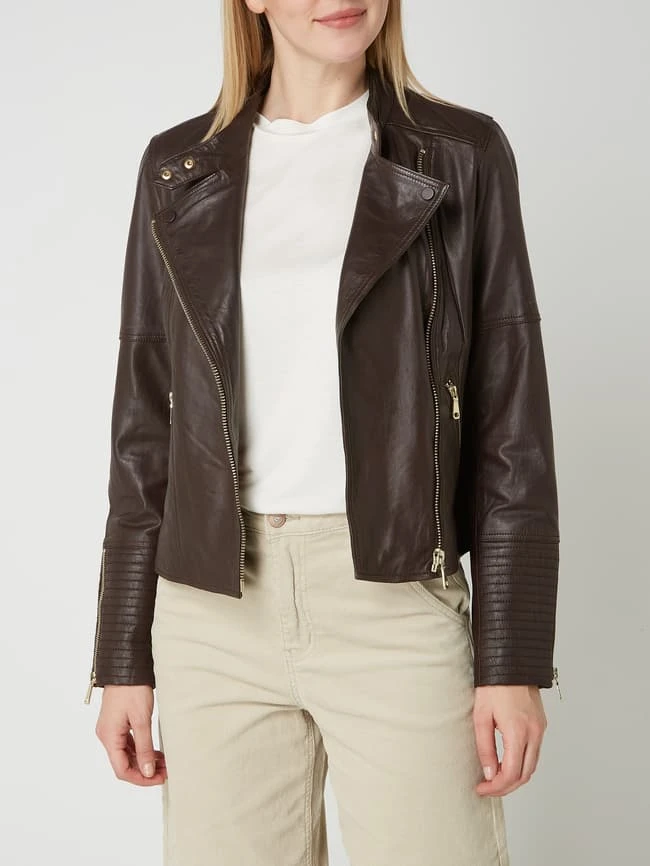 Esprit Collection Lederjacke Im Biker-Look - Bordeaux Rot 4 Esprit Collection Lederjacke Im Biker-Look - Bordeaux Rot – Bild 4