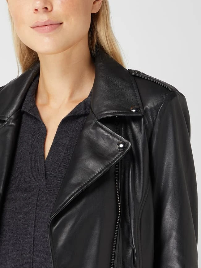 Repeat Lederjacke Im Biker-Look - Schwarz 3 Repeat Lederjacke Im Biker-Look - Schwarz – Bild 3
