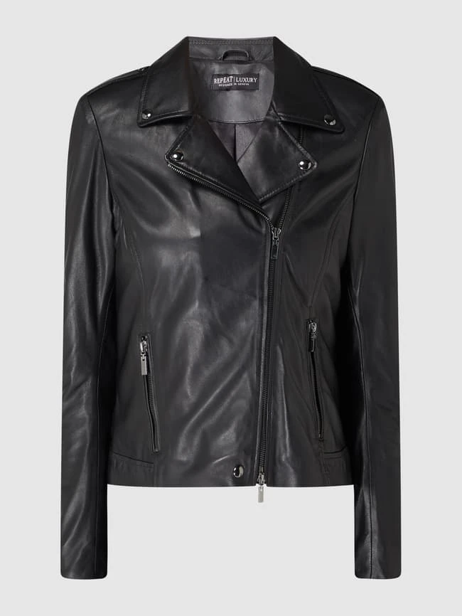 Repeat Lederjacke Im Biker-Look - Schwarz 2 Repeat Lederjacke Im Biker-Look - Schwarz – Bild 2
