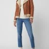 Cabrini Lederjacke Im Biker-Look Mit Teddyfell - Cognac