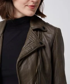 Gipsy Slim Fit Lederjacke Im Biker-Look Modell 'Adine' - Olivgrün -Gipsy Shop 710j4l2b6913cc2k64pj4cq36l5kaihk852j6gaka10j6l2f99a4uh9g955kuhila4pkihq99l54icaf8oo3gc9l65i68eb66ssmap1k6pj6ce1jcli32db5c4qm6cpic8pjgoo
