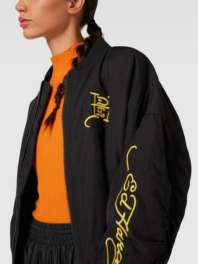 Ed Hardy Oversized Bomberjacke Mit Label-Stitching Modell 'TIGER' - Schwarz 3 Ed Hardy Oversized Bomberjacke Mit Label-Stitching Modell 'TIGER' - Schwarz – Bild 3