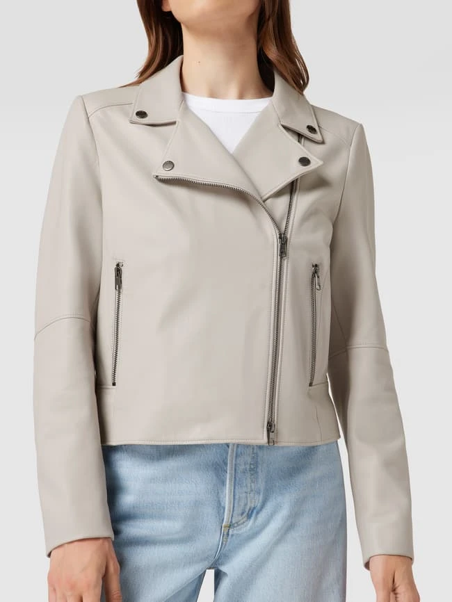 BOSS Casualwear Bikerjacke Aus Echtem Leder Modell 'Saleli' - Stein 3 BOSS Casualwear Bikerjacke Aus Echtem Leder Modell 'Saleli' - Stein – Bild 3