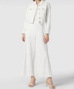 V.M. Cropped Jeansjacke Mit Label-Details - Offwhite