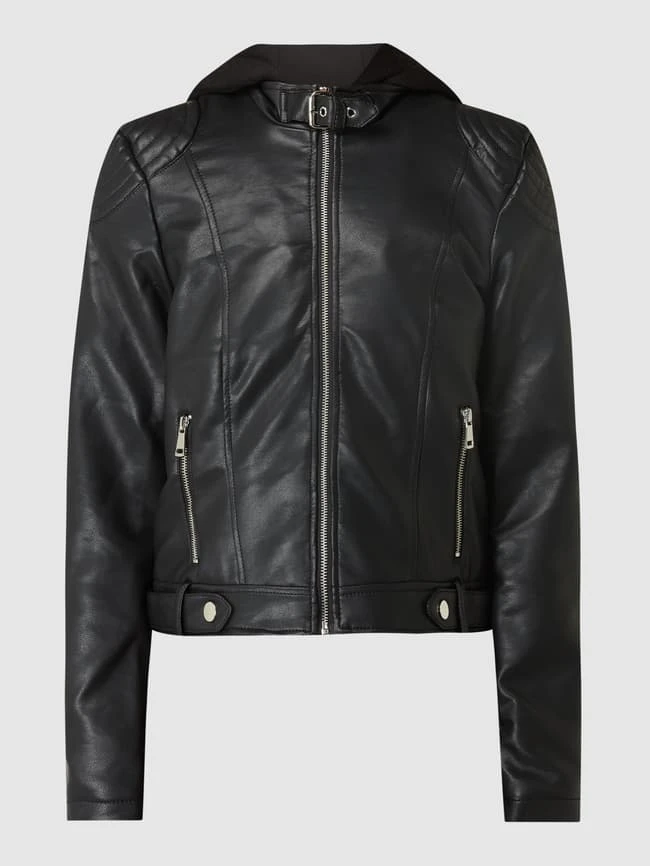 Vero Moda Jacke In Leder-Optik Mit Kapuze Modell 'Cortney' - Schwarz 2 Vero Moda Jacke In Leder-Optik Mit Kapuze Modell 'Cortney' - Schwarz – Bild 2