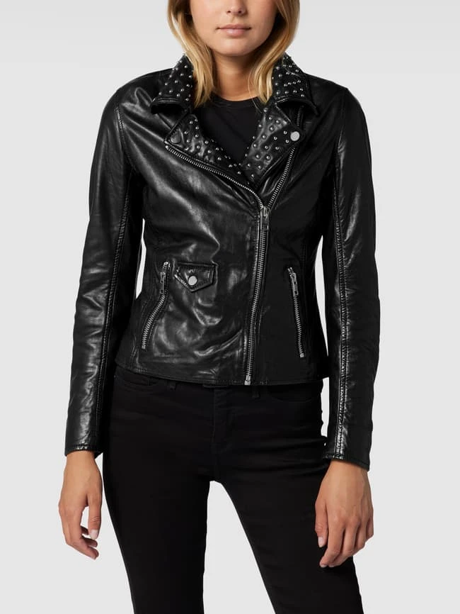 Gipsy Slim Fit Lederjacke Im Biker-Look Modell 'Scarla' - Schwarz 4 Gipsy Slim Fit Lederjacke Im Biker-Look Modell 'Scarla' - Schwarz – Bild 4