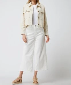 Opus Cropped Jeansjacke Mit überschnittenen Schultern Modell 'Hardil' - Beige
