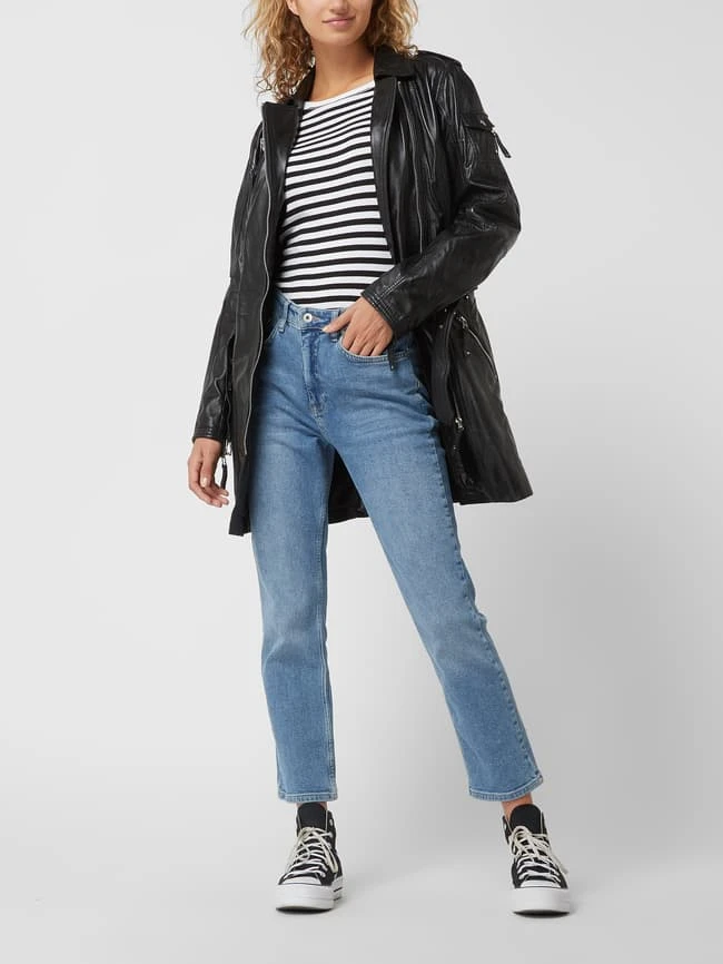 Cabrini Lederjacke Im Biker-Look - Schwarz 1 Cabrini Lederjacke Im Biker-Look - Schwarz