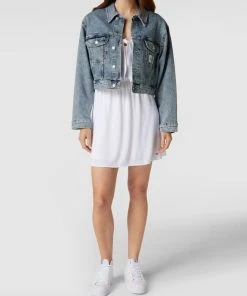 Calvin Klein Jeans Oversized Cropped Jeansjacke Mit Label-Patch - Hellblau