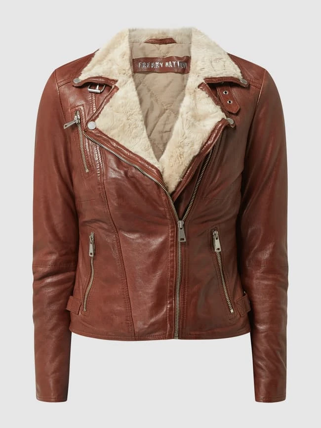 Freaky Nation Lederjacke Im Biker-Look Modell 'Winter Biker Princess' - Camel 2 Freaky Nation Lederjacke Im Biker-Look Modell 'Winter Biker Princess' - Camel – Bild 2