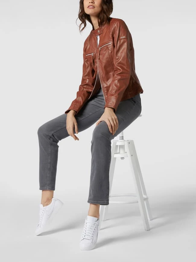 Cabrini Lederjacke Im Biker-Look - Cognac 1 Cabrini Lederjacke Im Biker-Look - Cognac