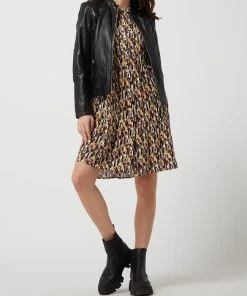 Jilani Lederjacke Mit Stehkragen - Schwarz