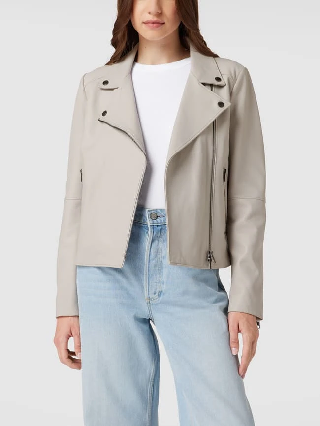 BOSS Casualwear Bikerjacke Aus Echtem Leder Modell 'Saleli' - Stein 4 BOSS Casualwear Bikerjacke Aus Echtem Leder Modell 'Saleli' - Stein – Bild 4