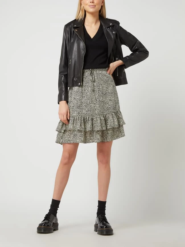 Oui Lederjacke Im Biker-Look - Schwarz 1 Oui Lederjacke Im Biker-Look - Schwarz