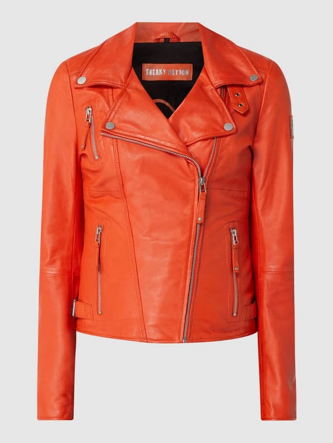 Freaky Nation Lederjacke Im Biker-Look Modell 'Biker Princess' - Orange 2 Freaky Nation Lederjacke Im Biker-Look Modell 'Biker Princess' - Orange – Bild 2