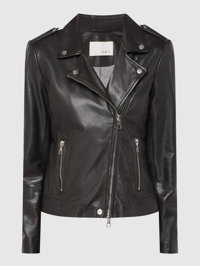 Oui Lederjacke Im Biker-Look - Schwarz 2 Oui Lederjacke Im Biker-Look - Schwarz – Bild 2