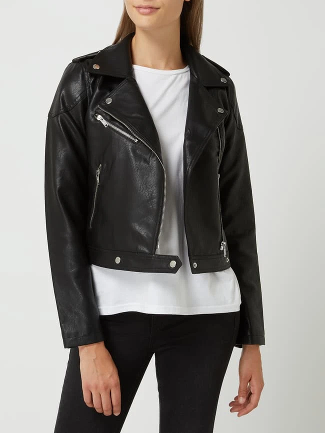 Noisy May Bikerjacke In Leder-Optik Modell 'Rollo' - Schwarz 4 Noisy May Bikerjacke In Leder-Optik Modell 'Rollo' - Schwarz – Bild 4