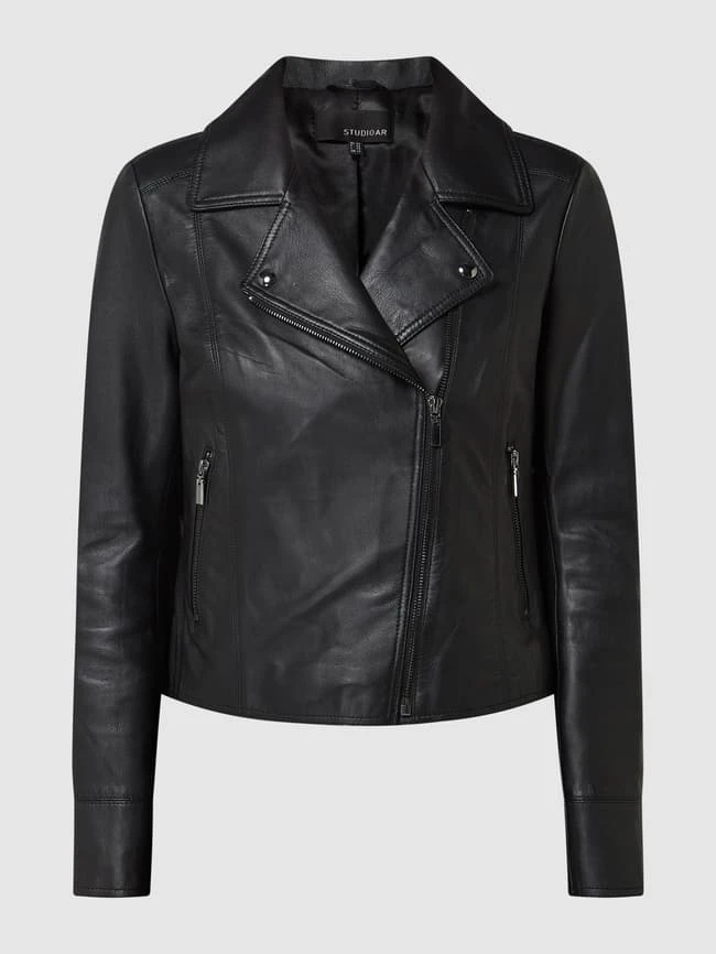 Studio AR Lederjacke Im Biker-Look Modell 'Lovato' - Schwarz 2 Studio AR Lederjacke Im Biker-Look Modell 'Lovato' - Schwarz – Bild 2