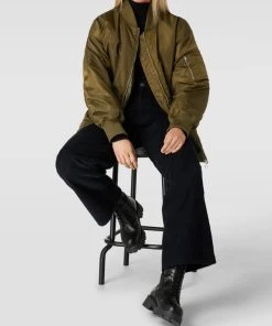 Marc O'Polo Denim Oversized Bomberjacke In Satin-Optik - Khaki