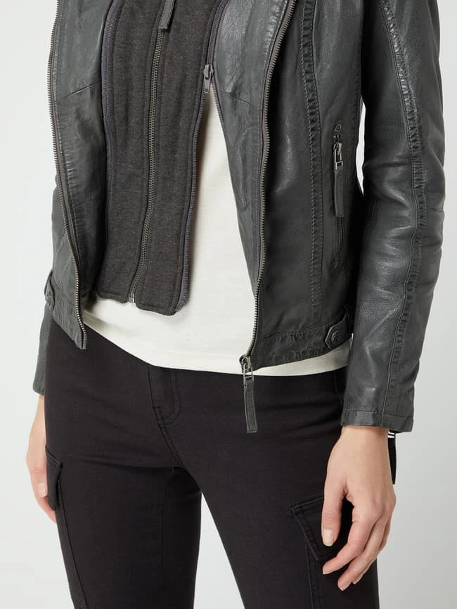 Gipsy Lederjacke Mit Reißverschlussblende - Anthrazit 3 Gipsy Lederjacke Mit Reißverschlussblende - Anthrazit – Bild 3