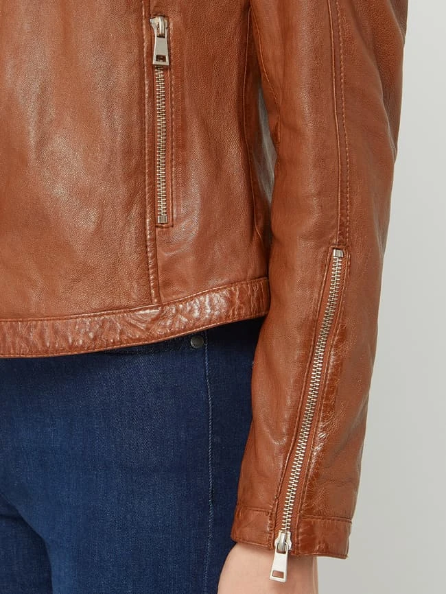 Freaky Nation Lederjacke Im Biker-Look - Camel 3 Freaky Nation Lederjacke Im Biker-Look - Camel – Bild 3