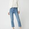 Taifun Jeansjacke Mit Lochstickereien - Offwhite