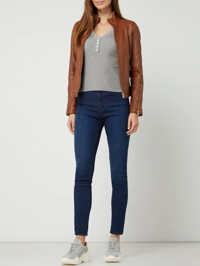 Freaky Nation Lederjacke Im Biker-Look - Camel 1 Freaky Nation Lederjacke Im Biker-Look - Camel