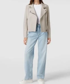 BOSS Casualwear Bikerjacke Aus Echtem Leder Modell 'Saleli' - Stein