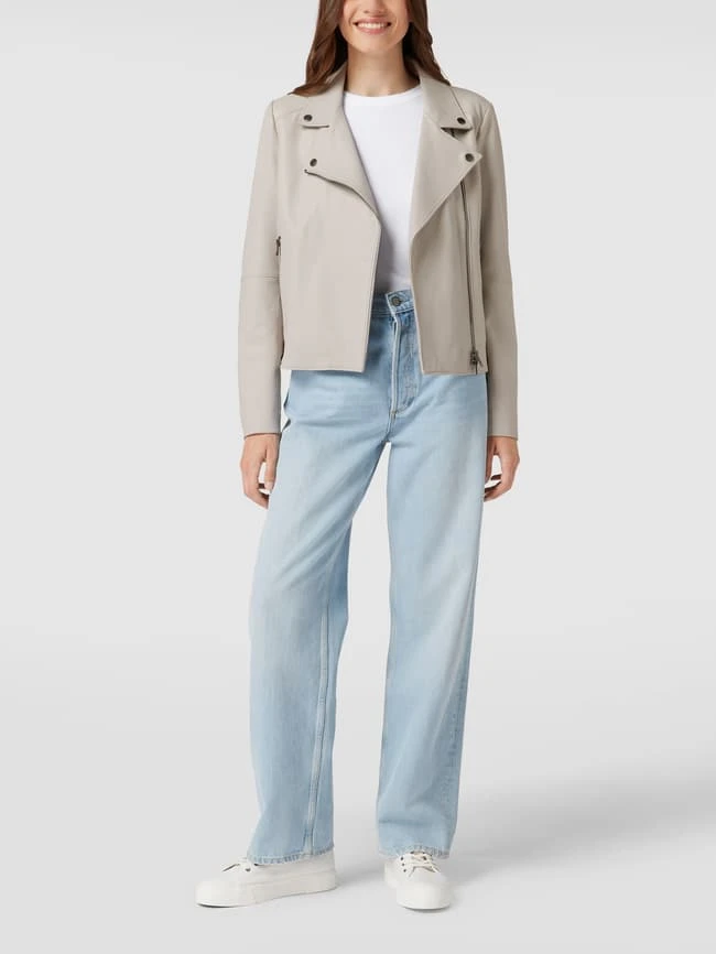 BOSS Casualwear Bikerjacke Aus Echtem Leder Modell 'Saleli' - Stein 1 BOSS Casualwear Bikerjacke Aus Echtem Leder Modell 'Saleli' - Stein