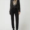 Gipsy Slim Fit Lederjacke Im Biker-Look Modell 'Arisha' - Schwarz